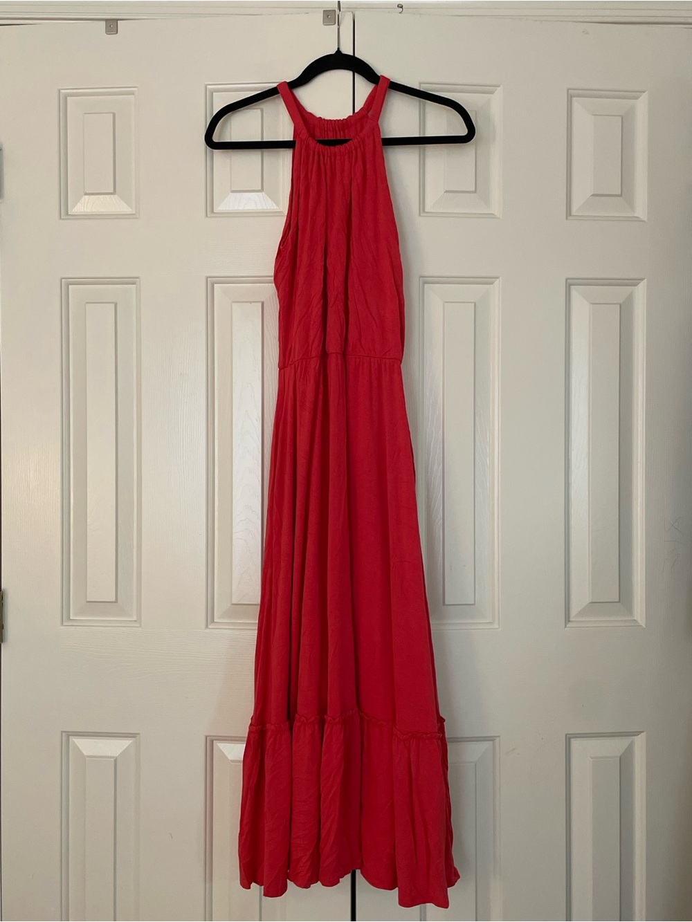 Cynthia Rowley Coral-Red Halter Maxi Dress